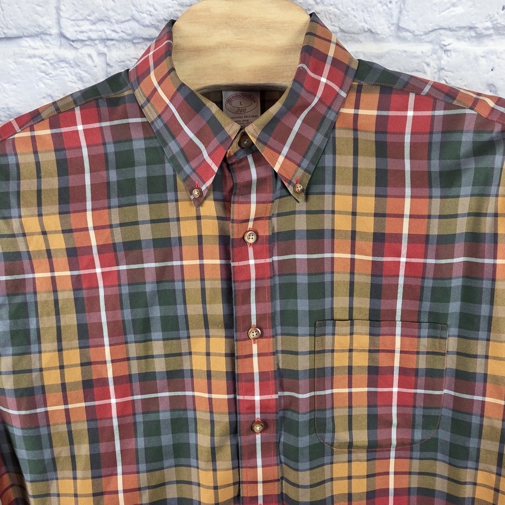 Lot Of 2 Brooks Brothers Shirt Men Multicolor Plaid Long Sleeve Non Iron Large - Picture 2 of 13